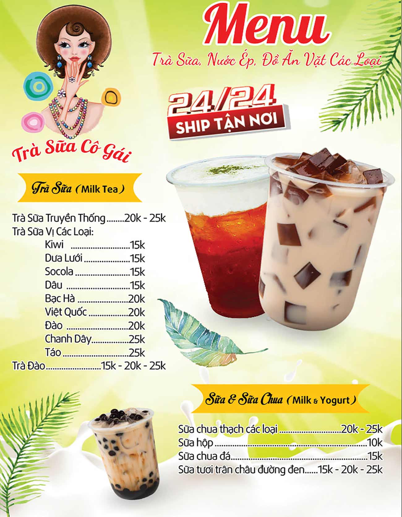 Menu trà sữa file CDR