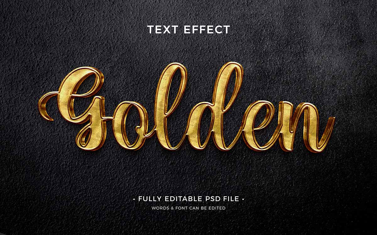 Hiệu ứng text gold file PSD mẫu HU135