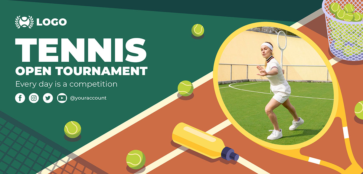 Banner khóa học tennis file vector mẫu HV11