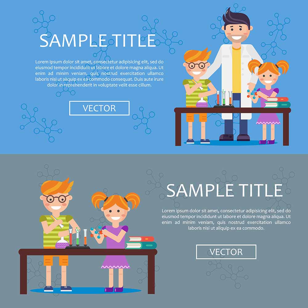 Banner thầy giáo và học sinh file vector mẫu số 509