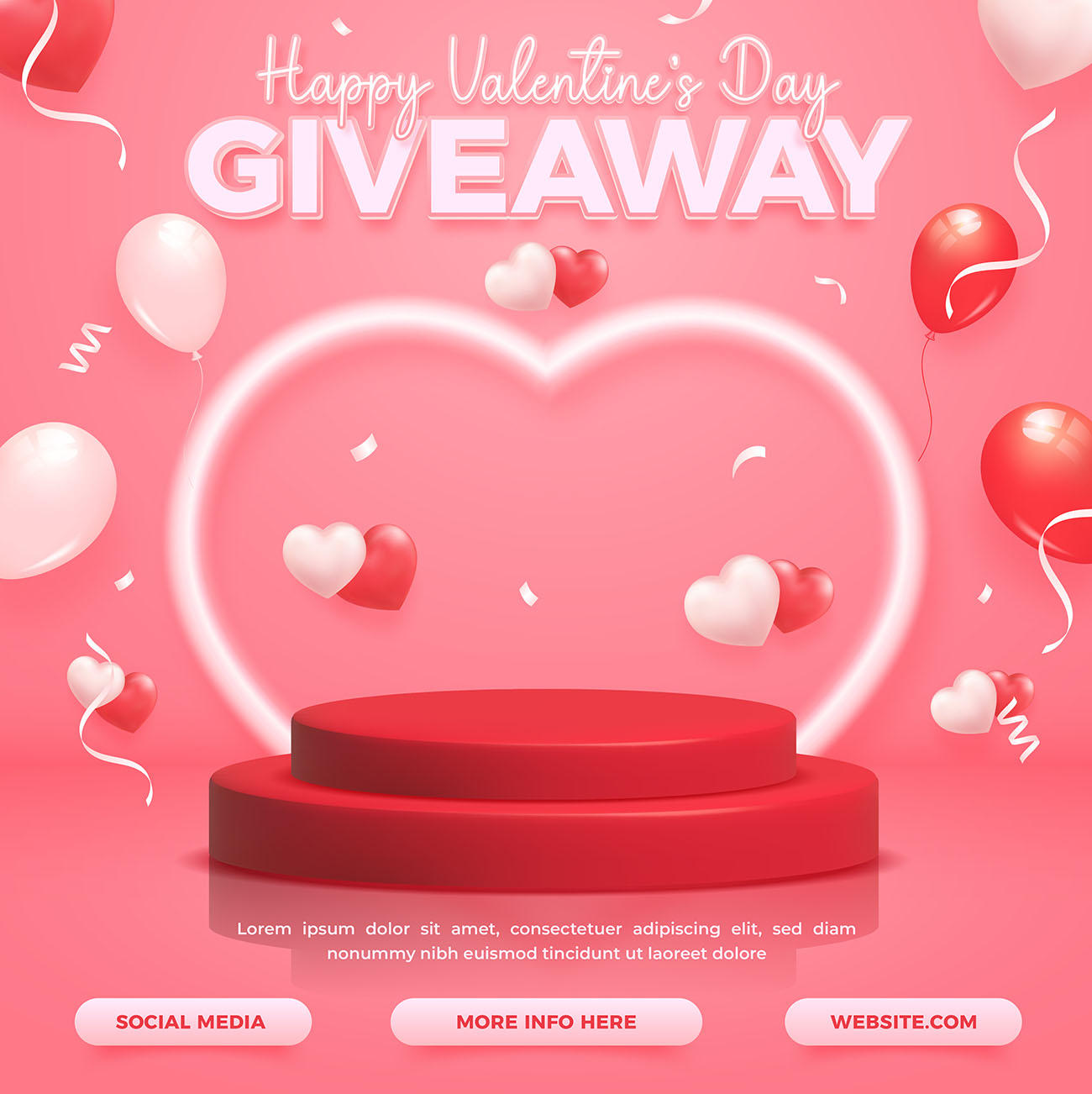 Poster bục trưng bày 3d dịp valentine file EPS và AI mẫu V26