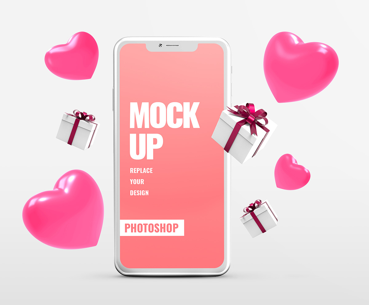 Mockup ngày lễ tình nhân lãng mạn file PSD mẫu BV181