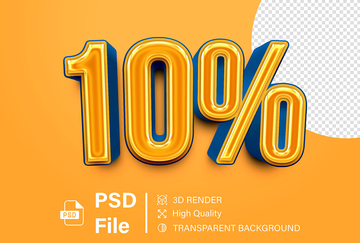 Hình ảnh con số giảm giá 10% chữ màu cam file PNG mẫu GP207