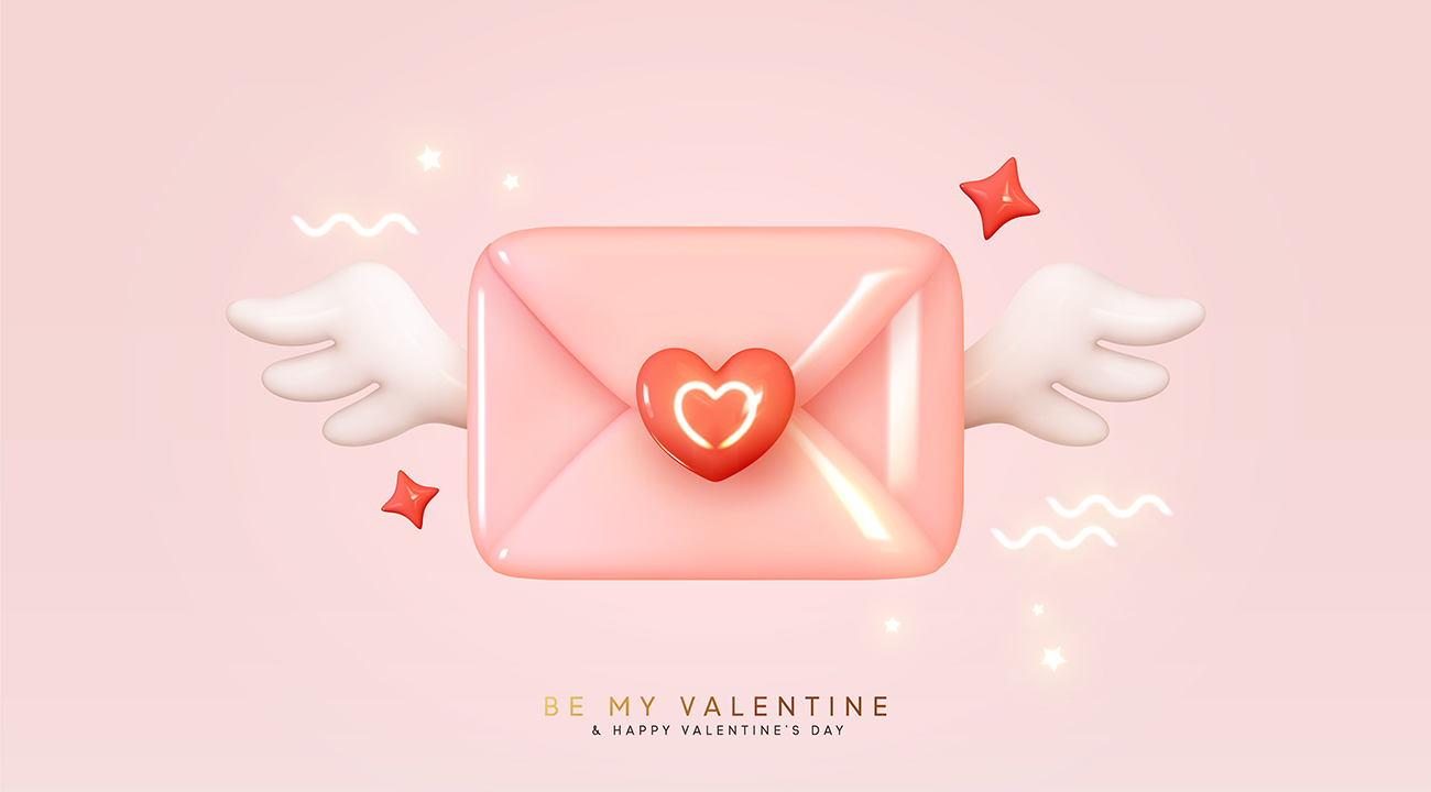 Ảnh minh họa thiệp valentine có cánh file EPS