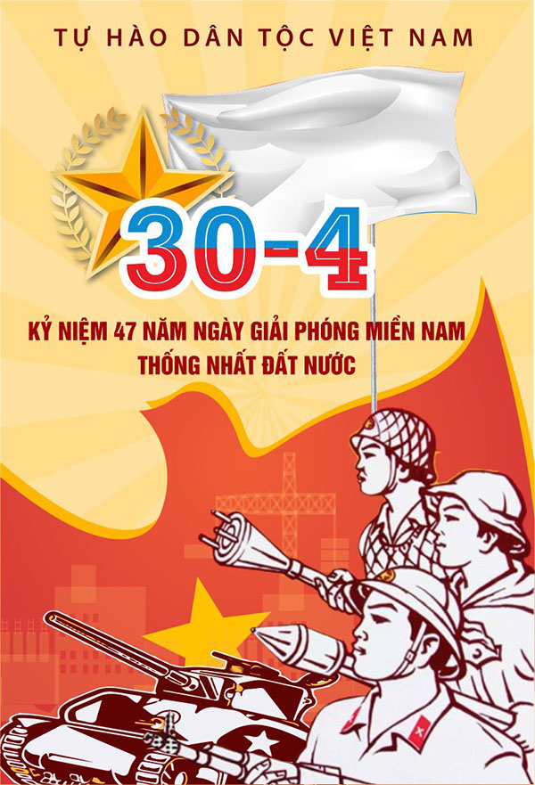 Poster kỉ niệm ngày giải phóng miền nam 30.4 mẫu 44 file Corel