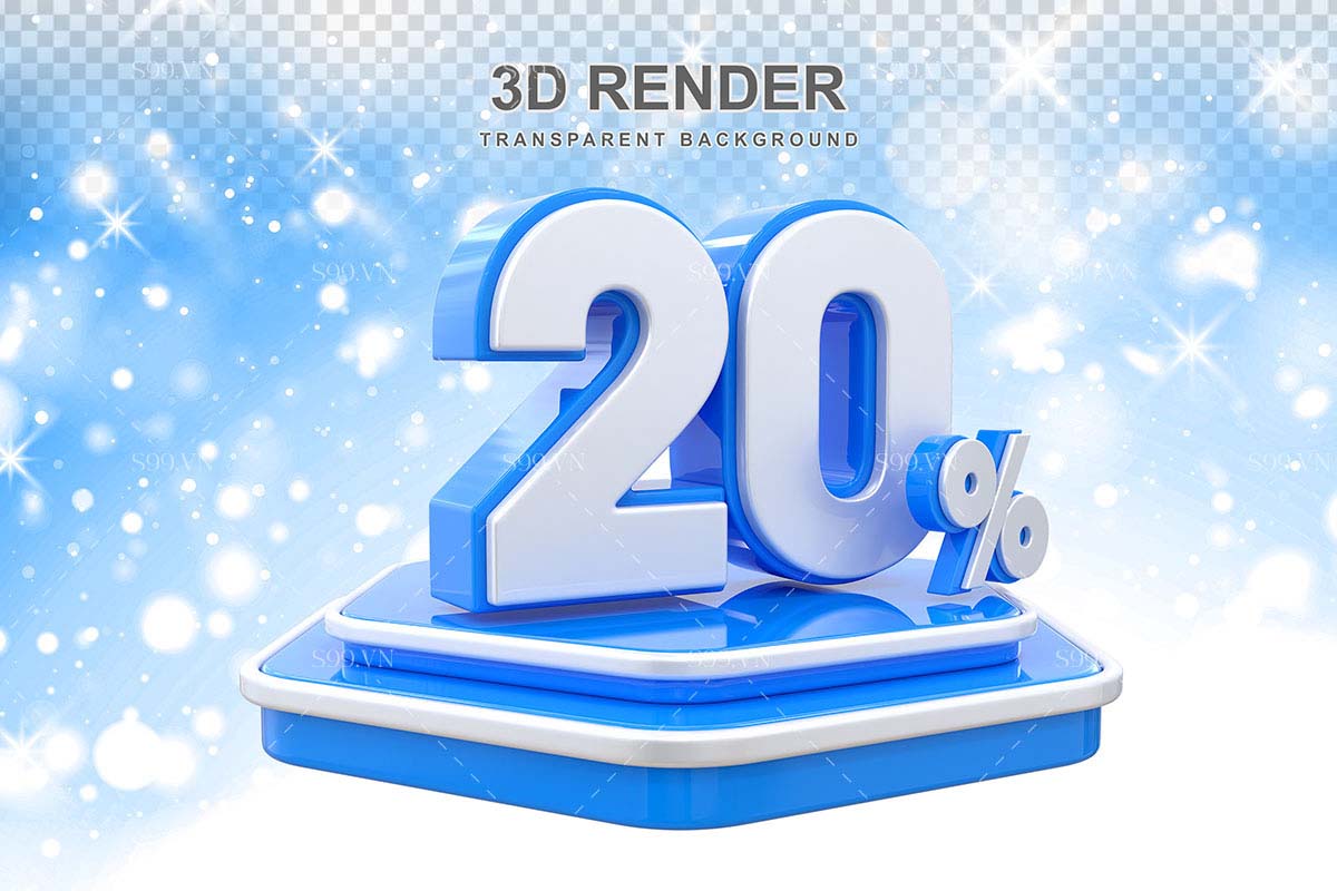 Banner hình ảnh số 20% trên bục 3D file PNG mẫu GP114