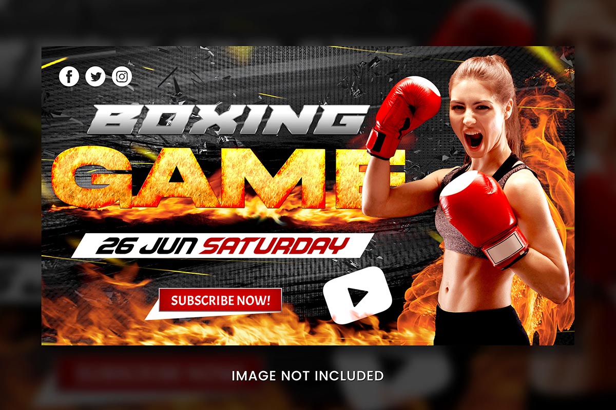 Banner giải thi đấu boxing file PSD - mẫu số 037