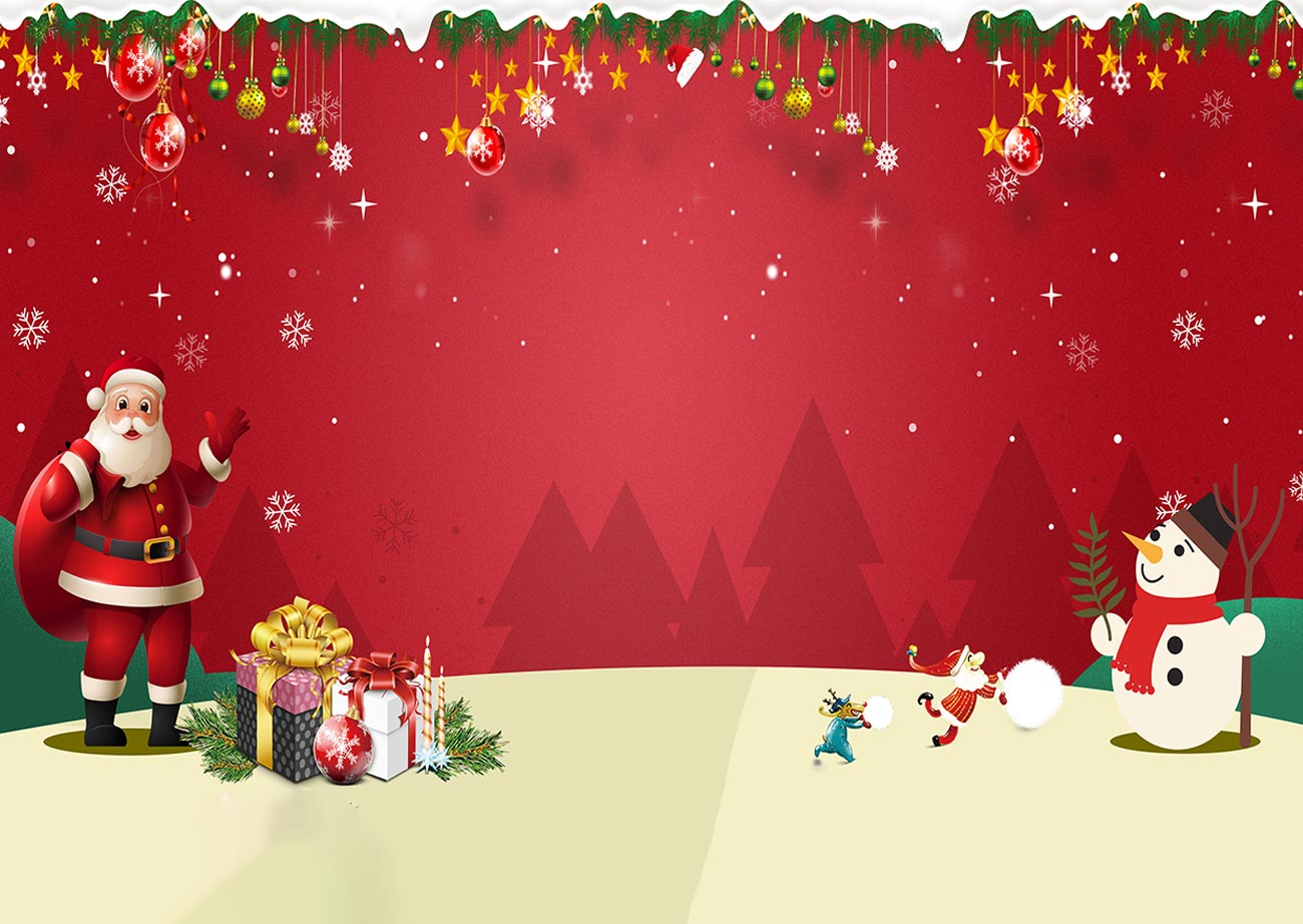 Background ông già noel và người tuyết file PSD