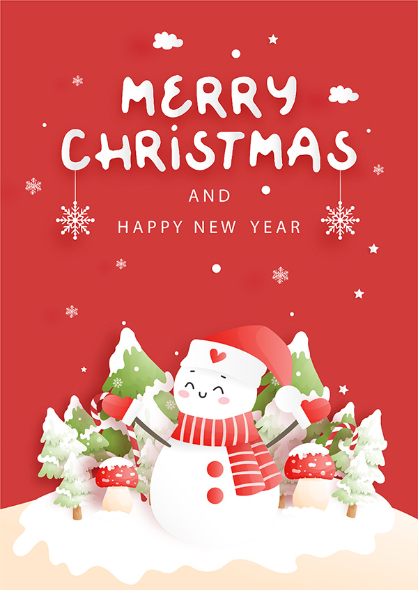 Poster người tuyết dịp noel file vector mẫu số 385