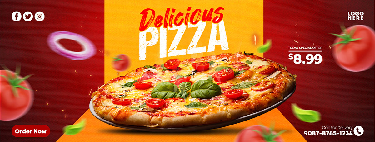 Banner quảng cáo bánh Pizza thơm ngon P21 file PSD