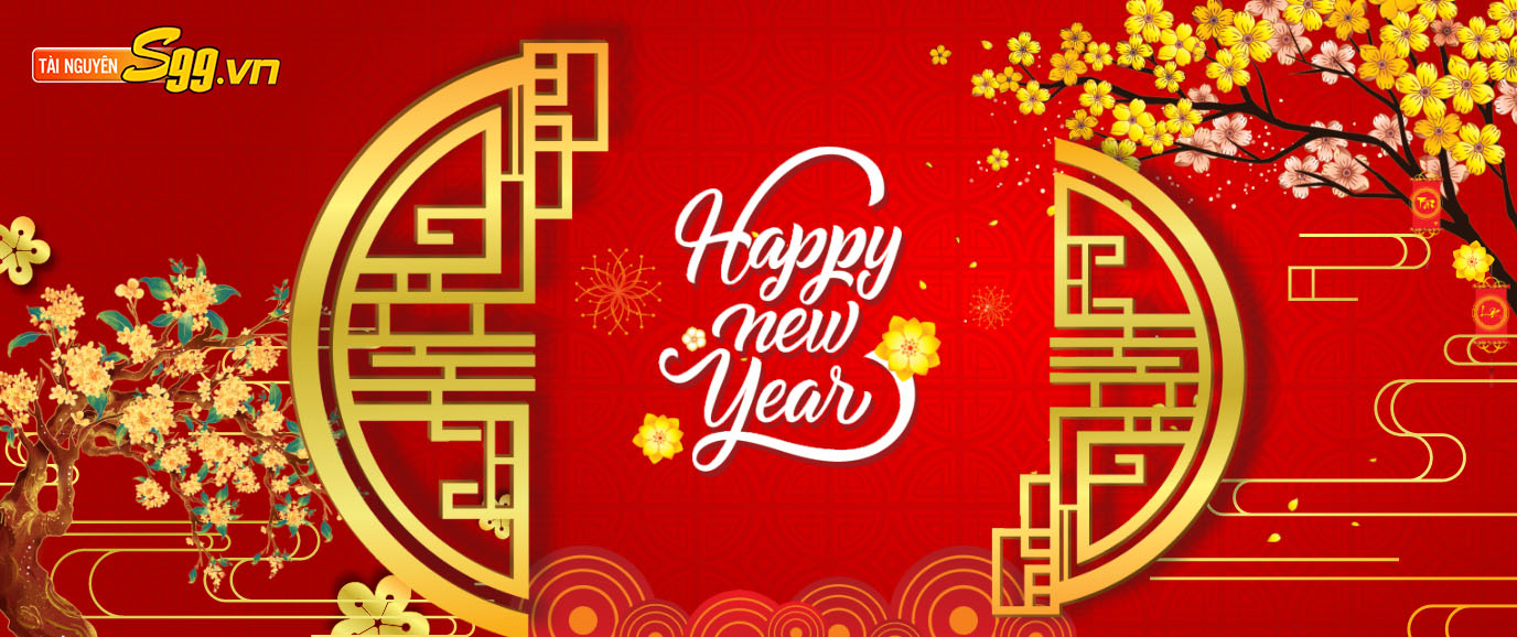 Backdrop tết 2024 Happy new year - File Cdr mẫu 1212