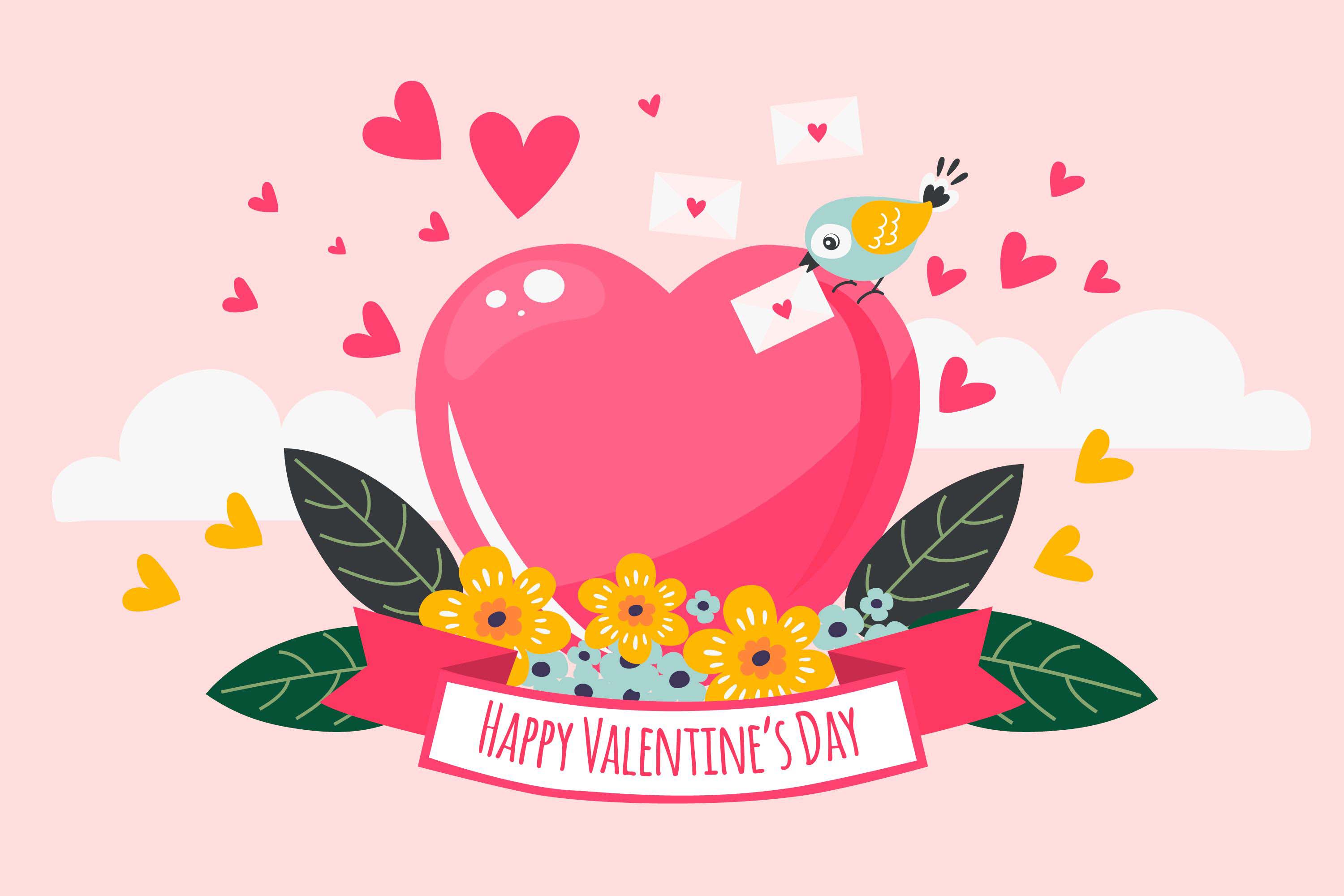 Ảnh minh họa ngày Valentine có trái tim hồng P27 file AI và EPS