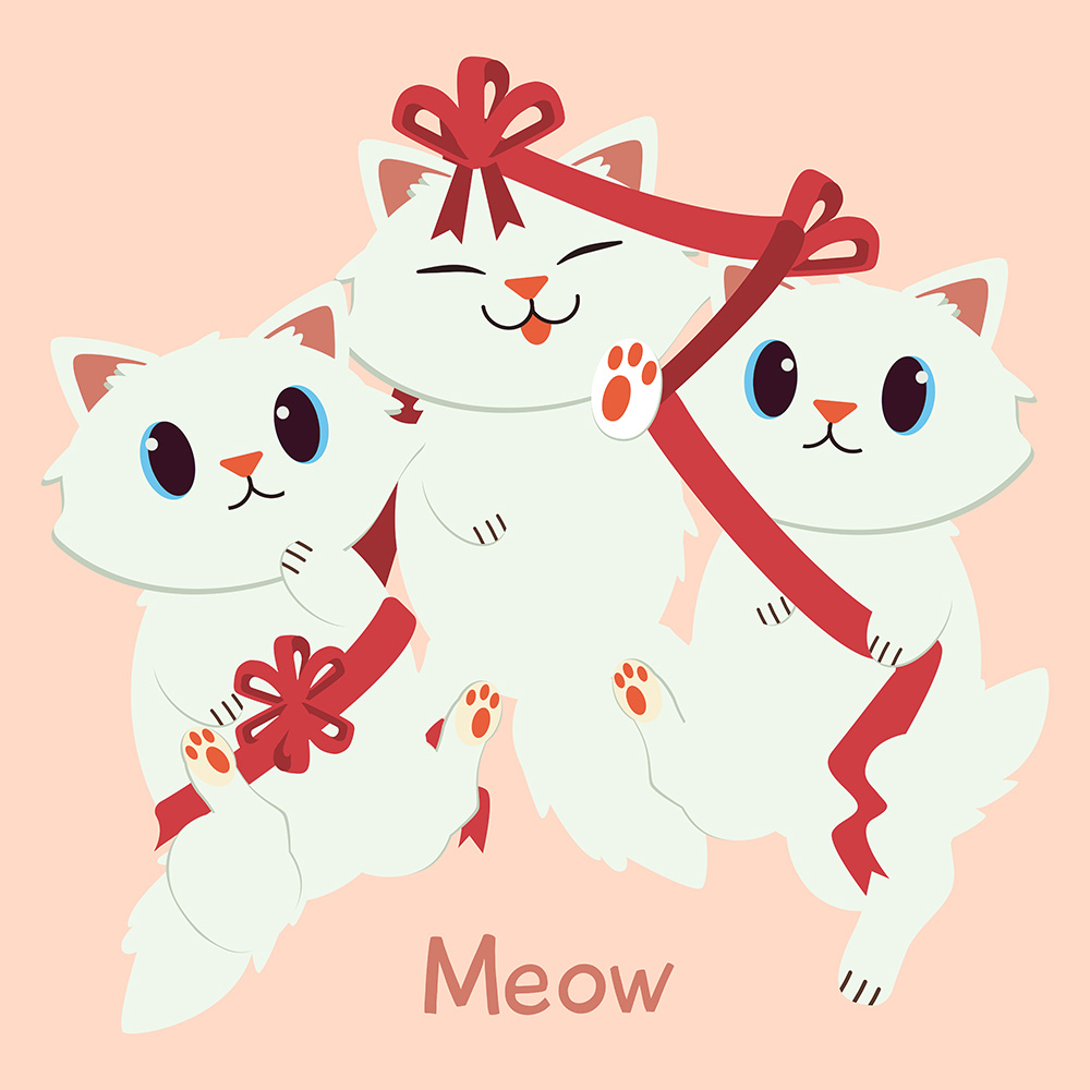 Hình ảnh 3 chú mèo cute file vector mẫu CM161