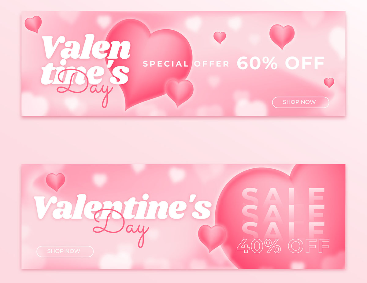 Banner sale ngày lễ valentine file vector mẫu BV35