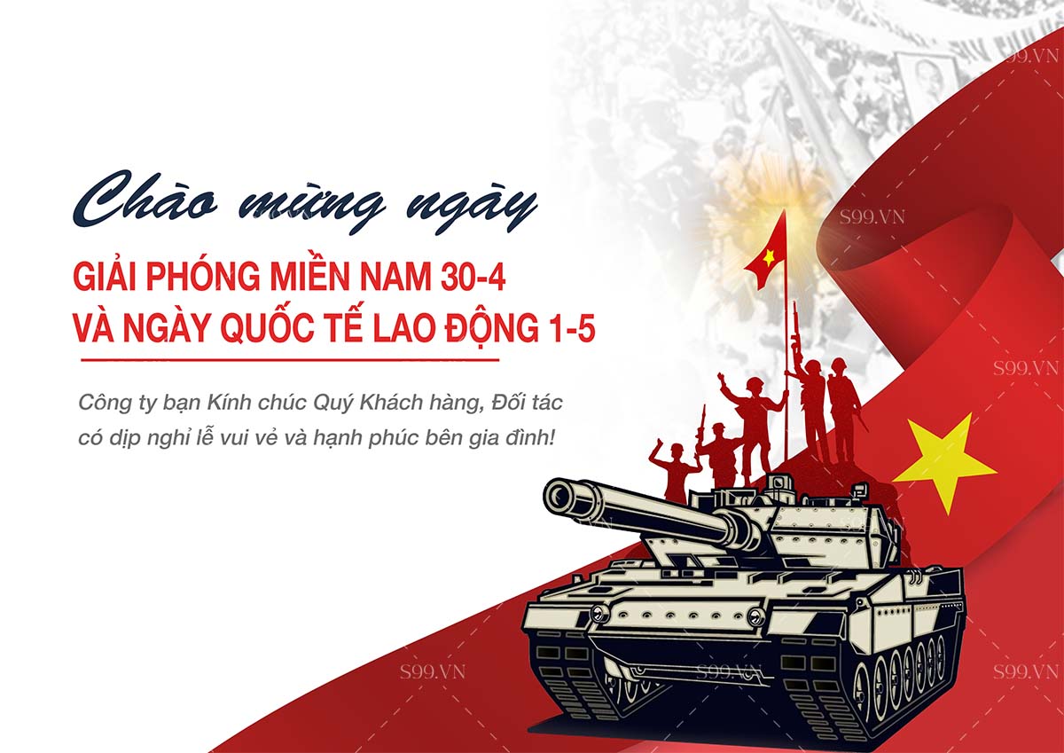 Banner chào mừng ngày lễ 30/4 và 1/5 file PNG mẫu GP37