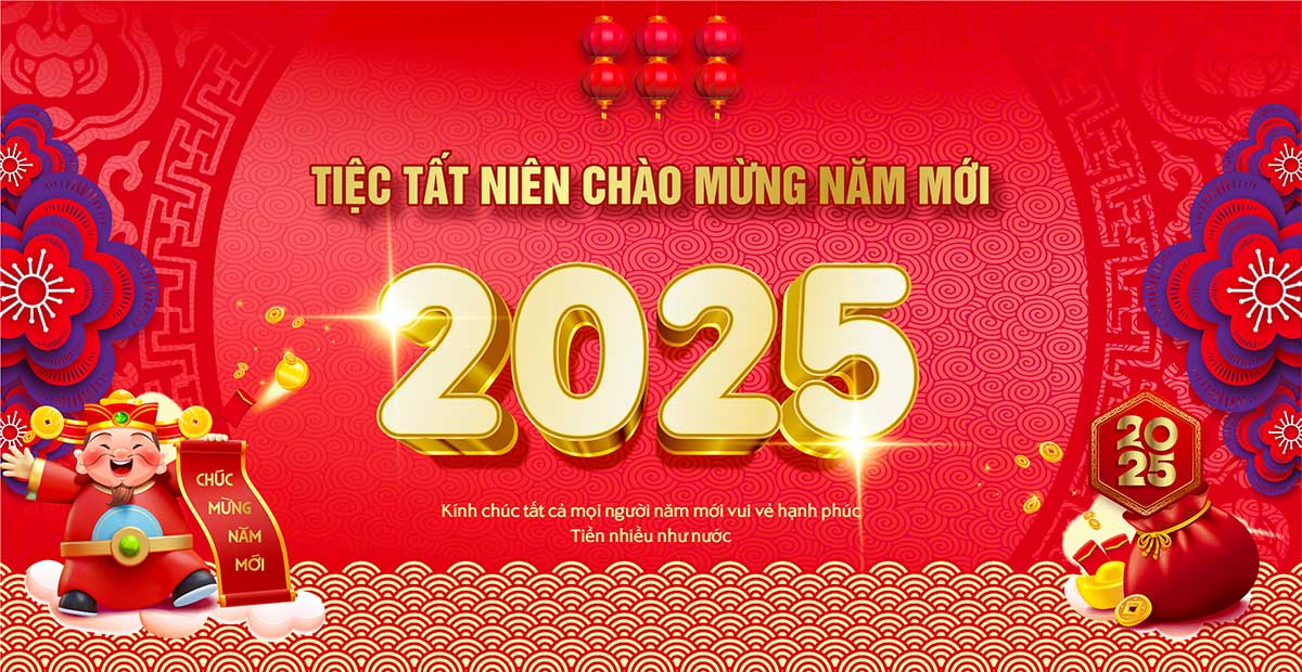 Backdrop tiệc tất niên chào mừng năm mới 2025 file vector - mẫu số 515