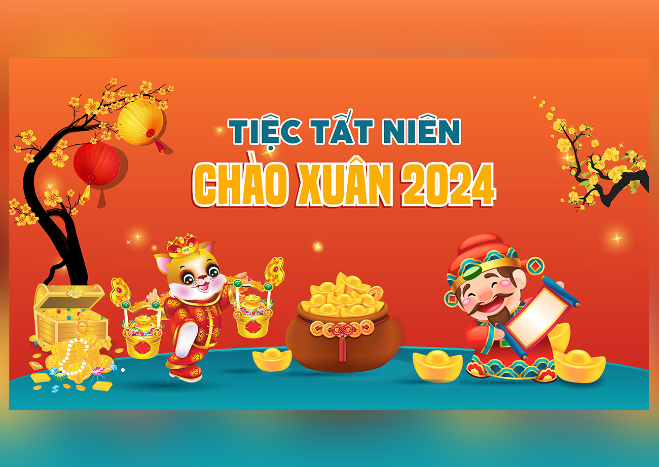 Backdrop tiệc tân niên chào xuân 2024 - File AI