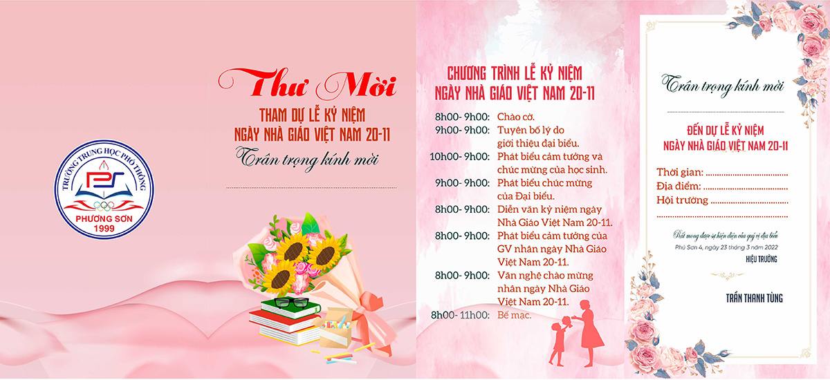 Giấy mời tham gia Ngày Nhà Giáo Việt Nam 20.11 File Corel 2