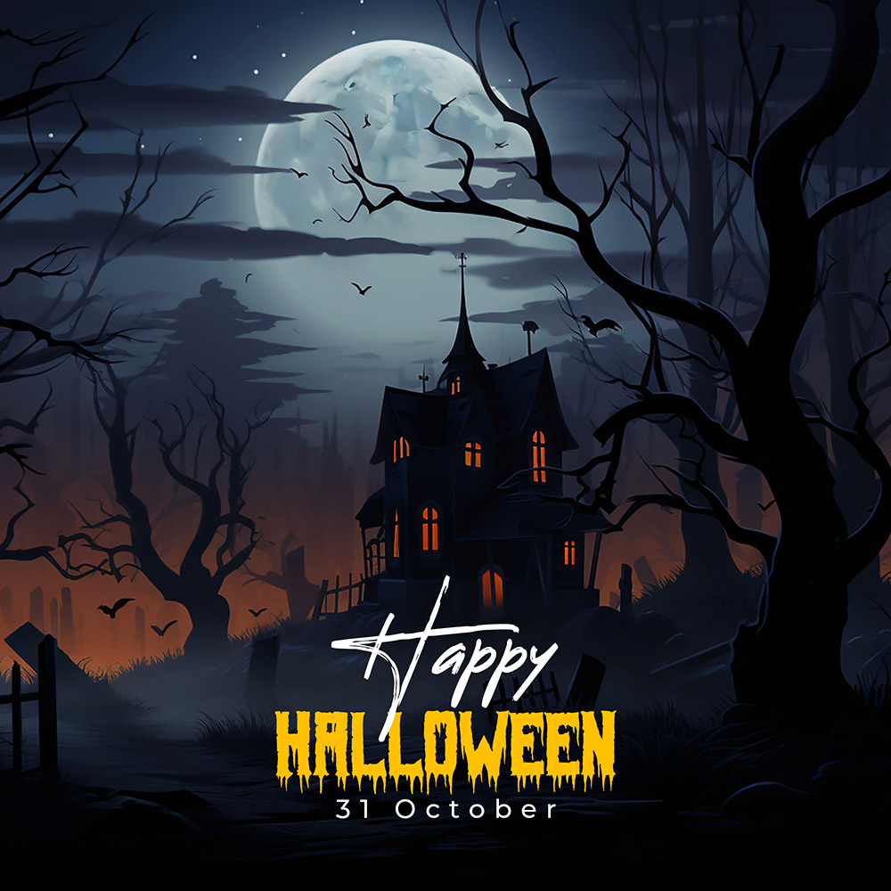 Banner ngôi nhà ma quái halloween file PSD - mẫu số 850