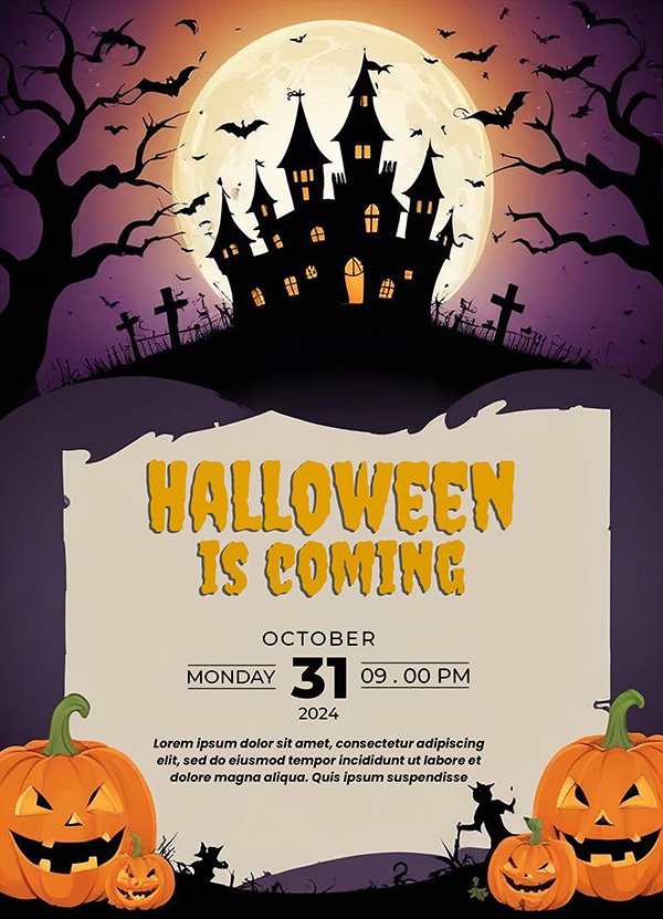 Poster lễ hội hóa trang halloween file PSD - mẫu số 774