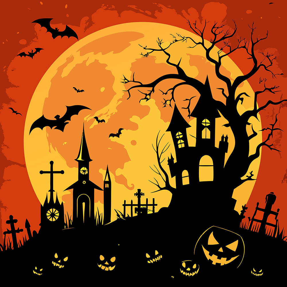 Hình minh họa lâu đài ma quái halloween file EPS - mẫu số 248