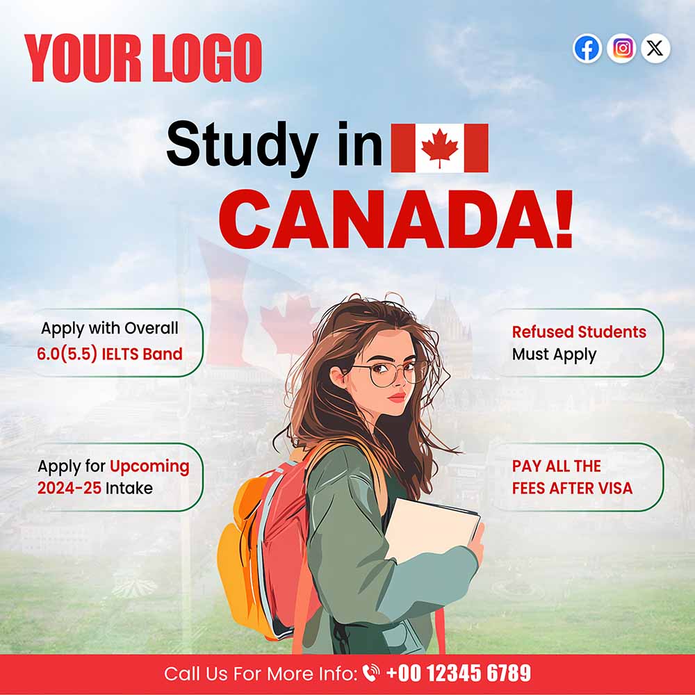 Poster cô gái đi du học canada file PSD mẫu DH132