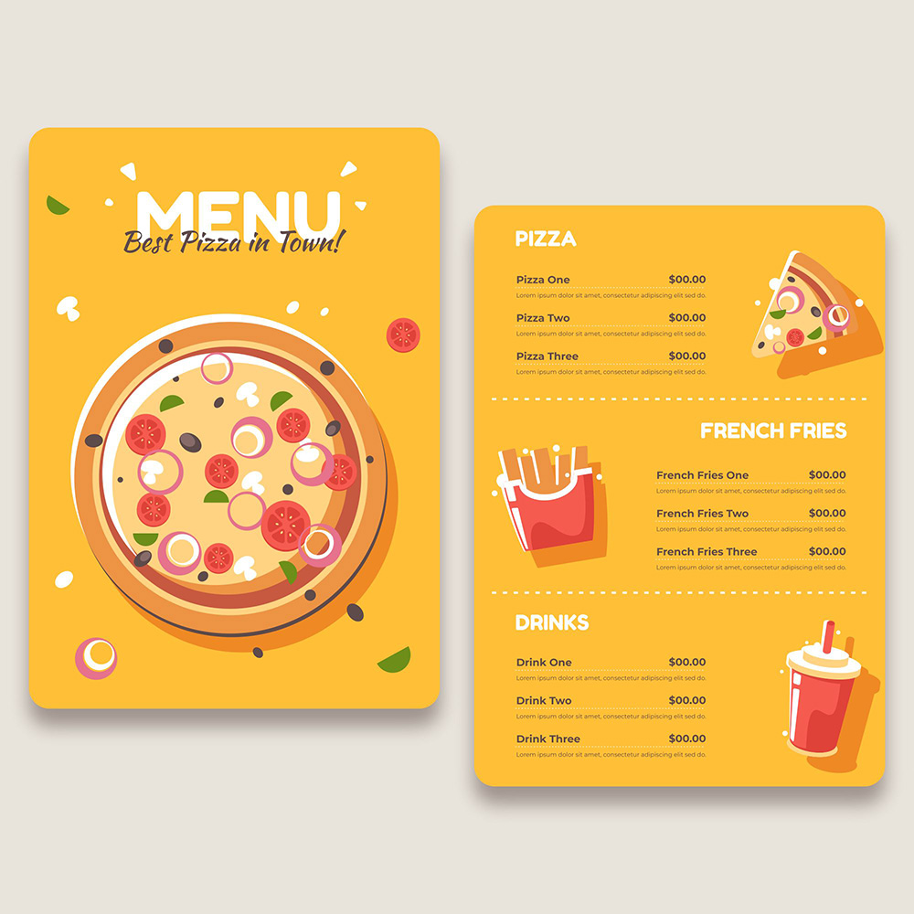 Menu quán pizza file EPS và AI mẫu P64