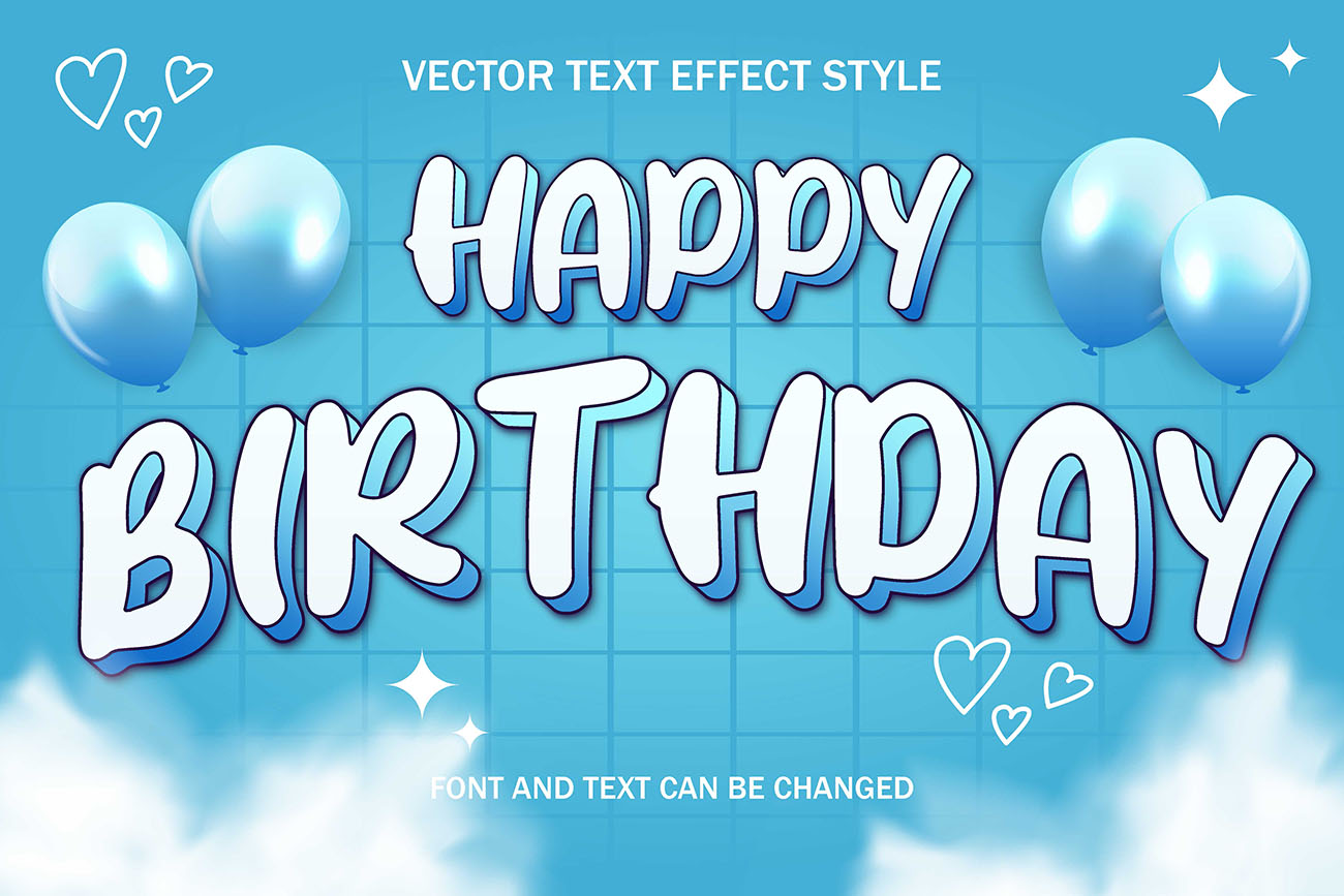 Bộ chữ typo happy birthday file EPS và AI mẫu K45