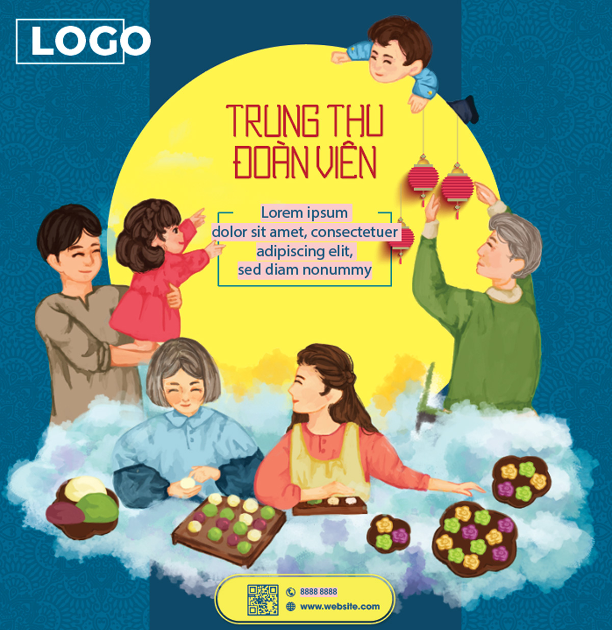 Mẫu thiết kế Poster bánh trung thu cho AI