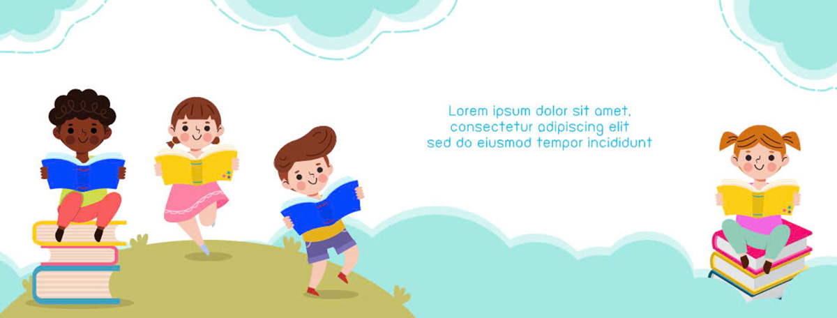 Banner bé đọc sách file vector mẫu DS59