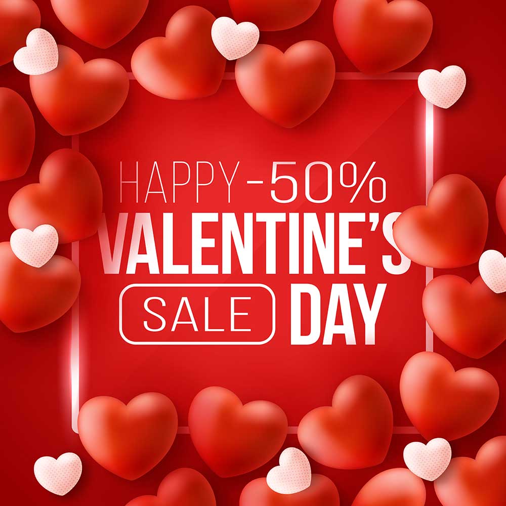 Banner trái tim đỏ ưu đãi ngày valentine file vector mẫu số 436