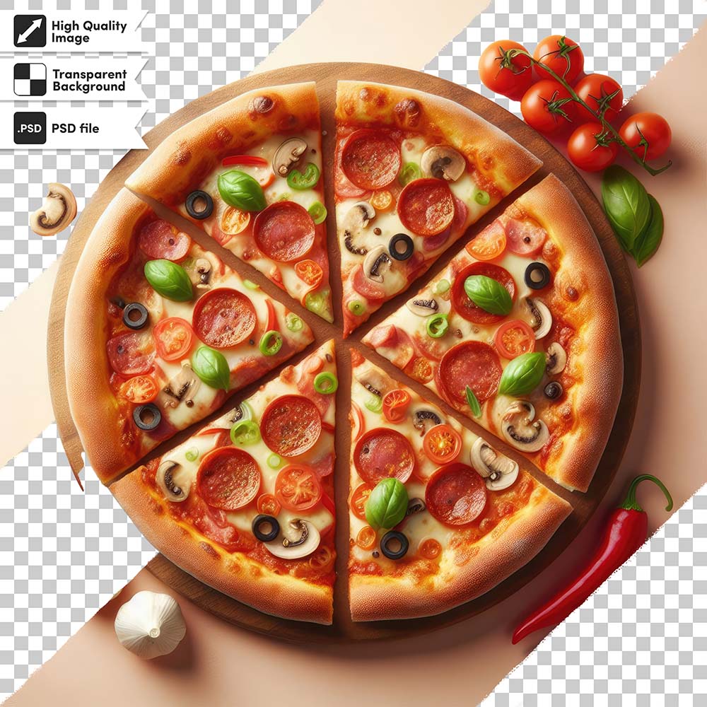 Hình ảnh bánh pizza lạp xưởng file PSD mẫu P44