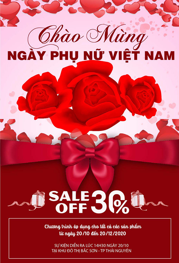 Poster chúc mừng ngày phụ nữ việt nam file EPS và AI mẫu PN258