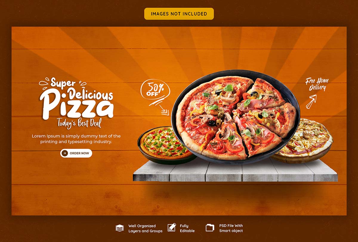 Banner quảng cáo bánh pizza  file PSD mẫu P30