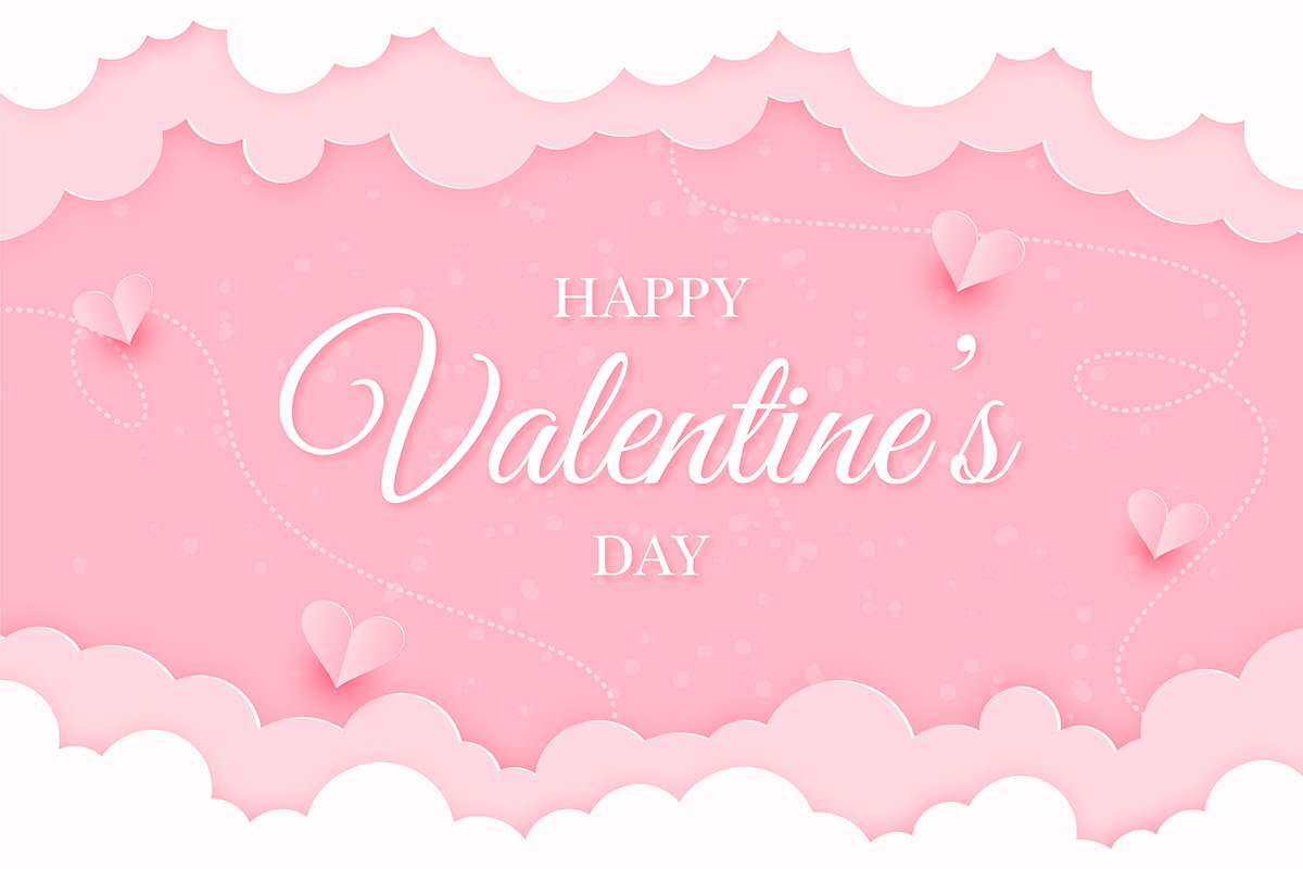 Banner ngày valentine nền màu hồng file vector mẫu BV351