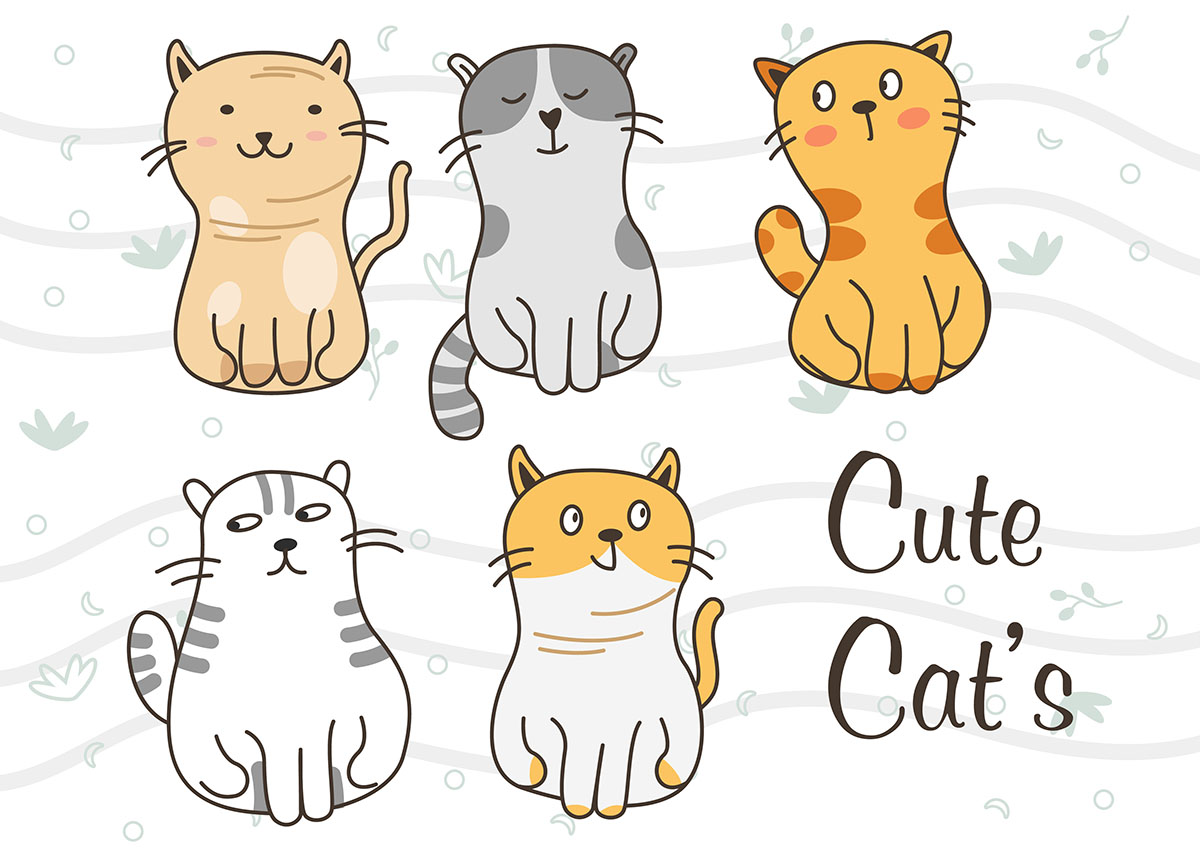 Hình ảnh những chú mèo cute file vector mẫu CM258