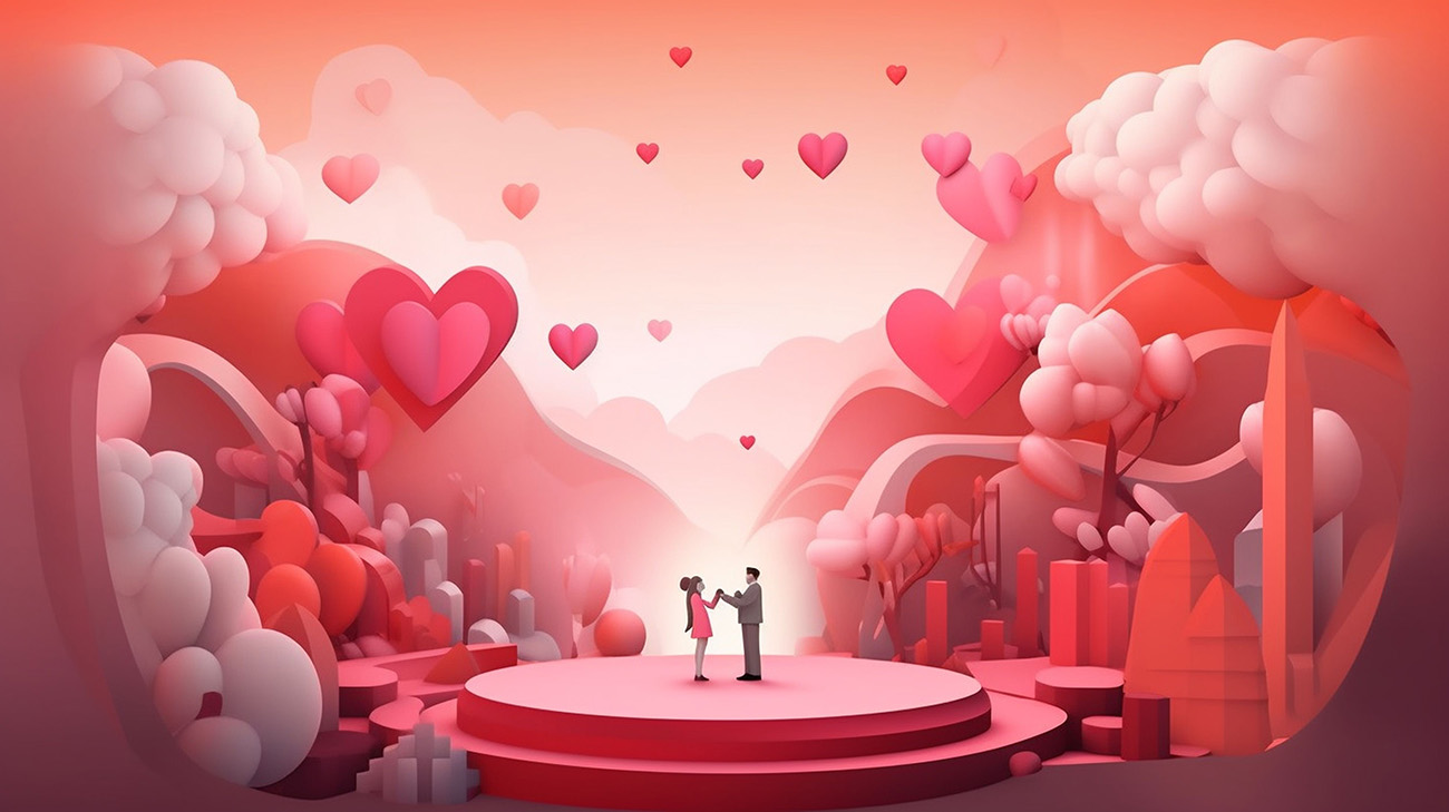 Banner bục 3d ngày valentine file JPG mẫu V41