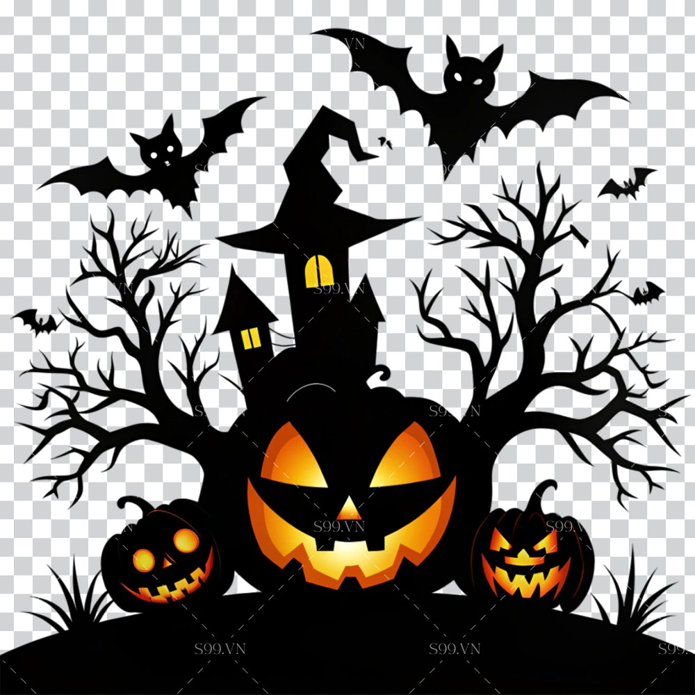 Hình minh họa bí ngô ma quái halloween file PNG - mẫu số 129