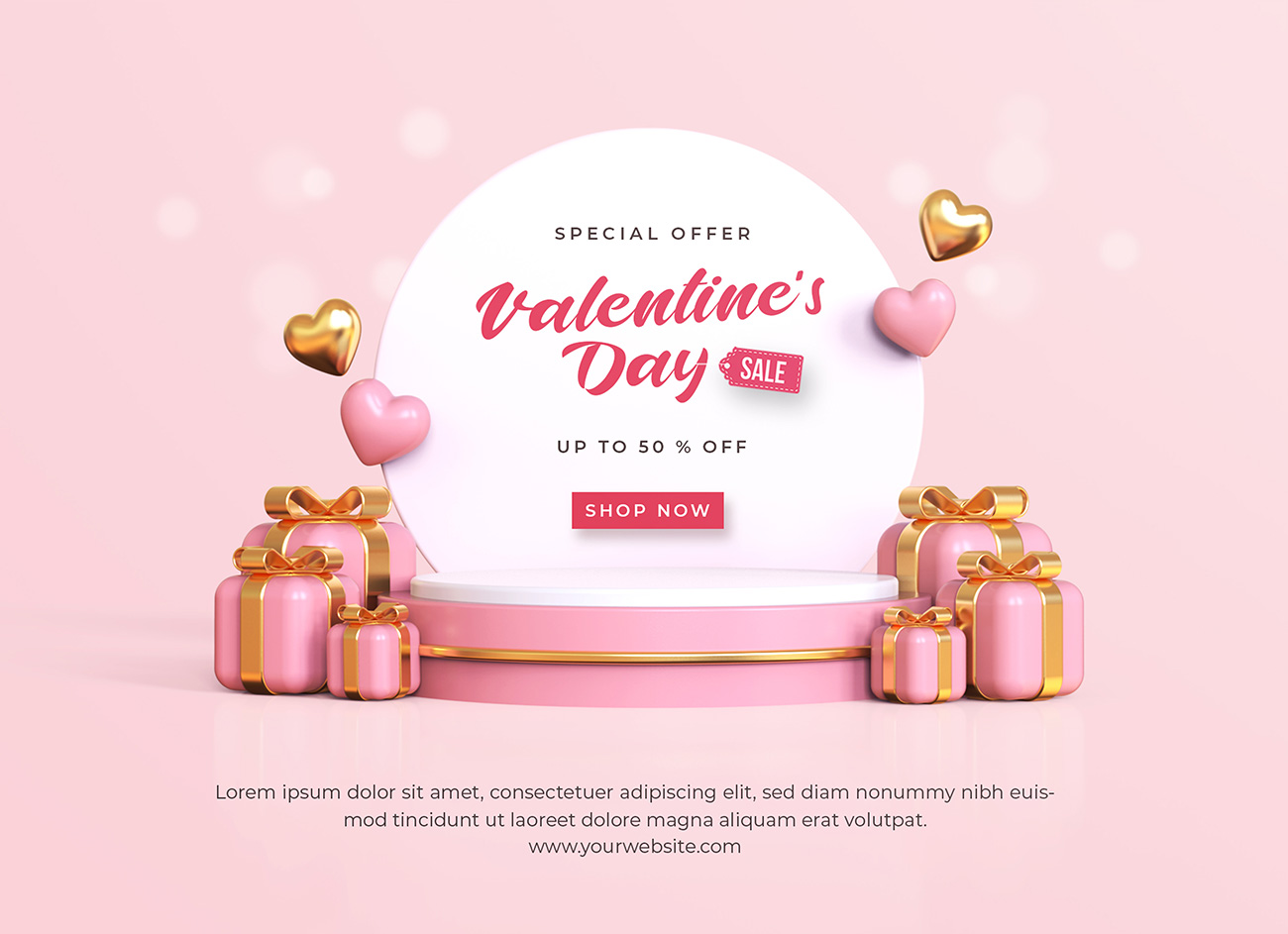 Banner valentine giảm giá 50% file PSD