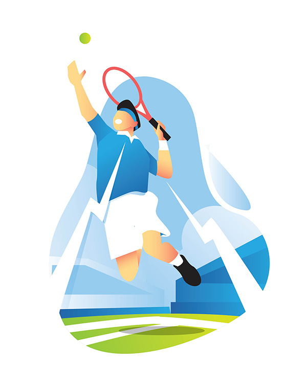 Hình ảnh vận động viên đánh tennis file vector mẫu HV40