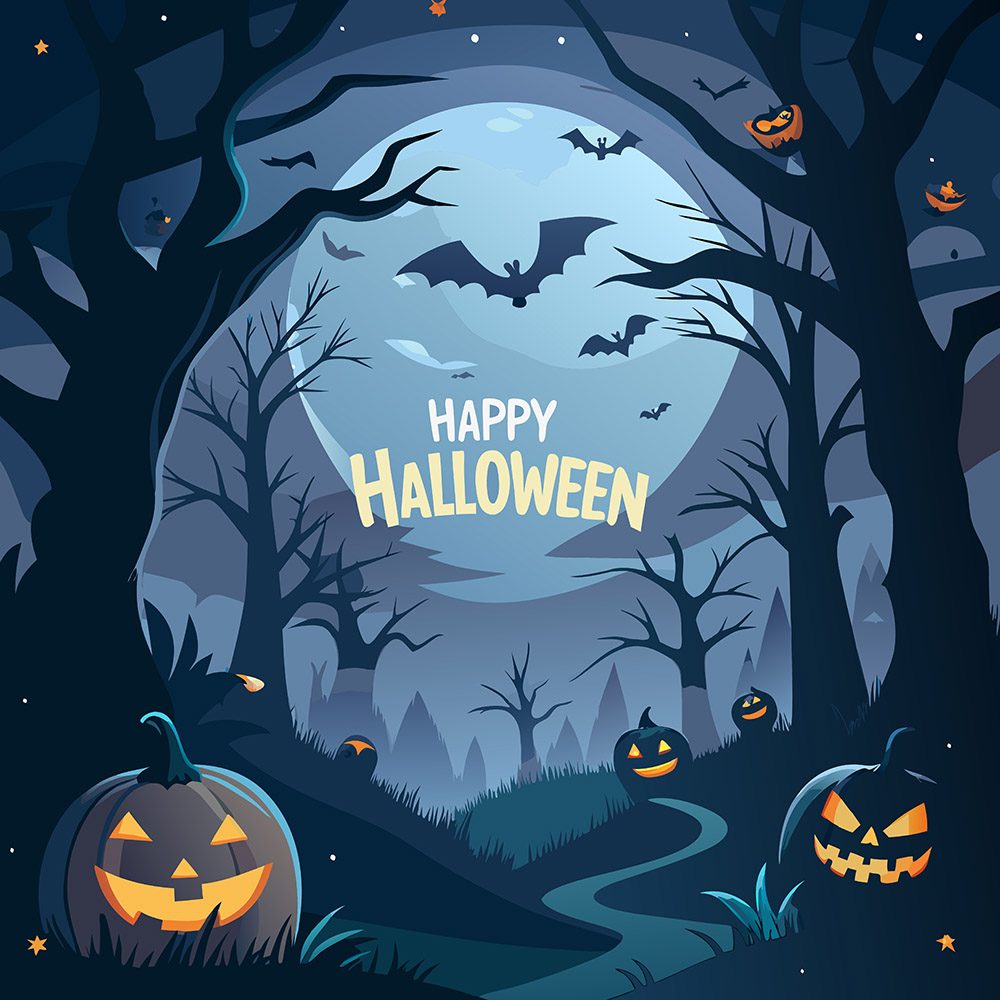 Banner khu rừng ma quái lễ hội halloween file EPS - mẫu số 693