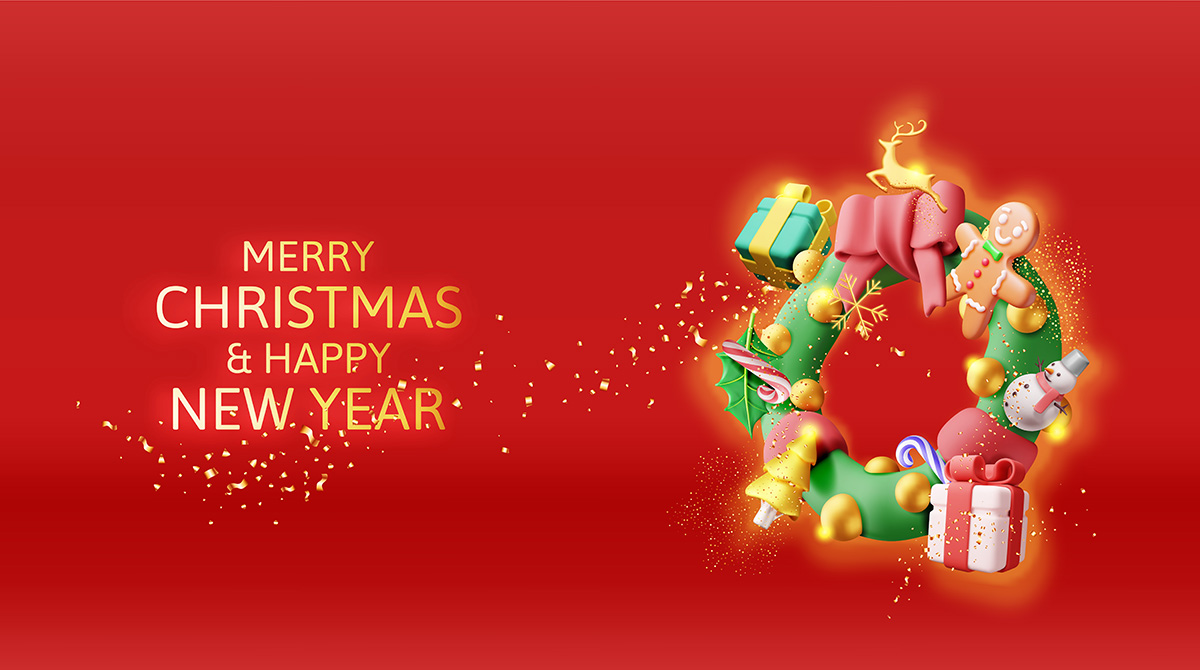 Banner vòng hoa trang trí noel file vector mẫu số 404