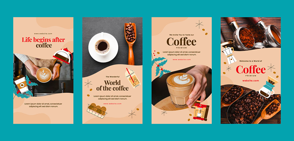 Mẫu bài đăng ảnh coffee trên instagram file EPS và AI mẫu CF212