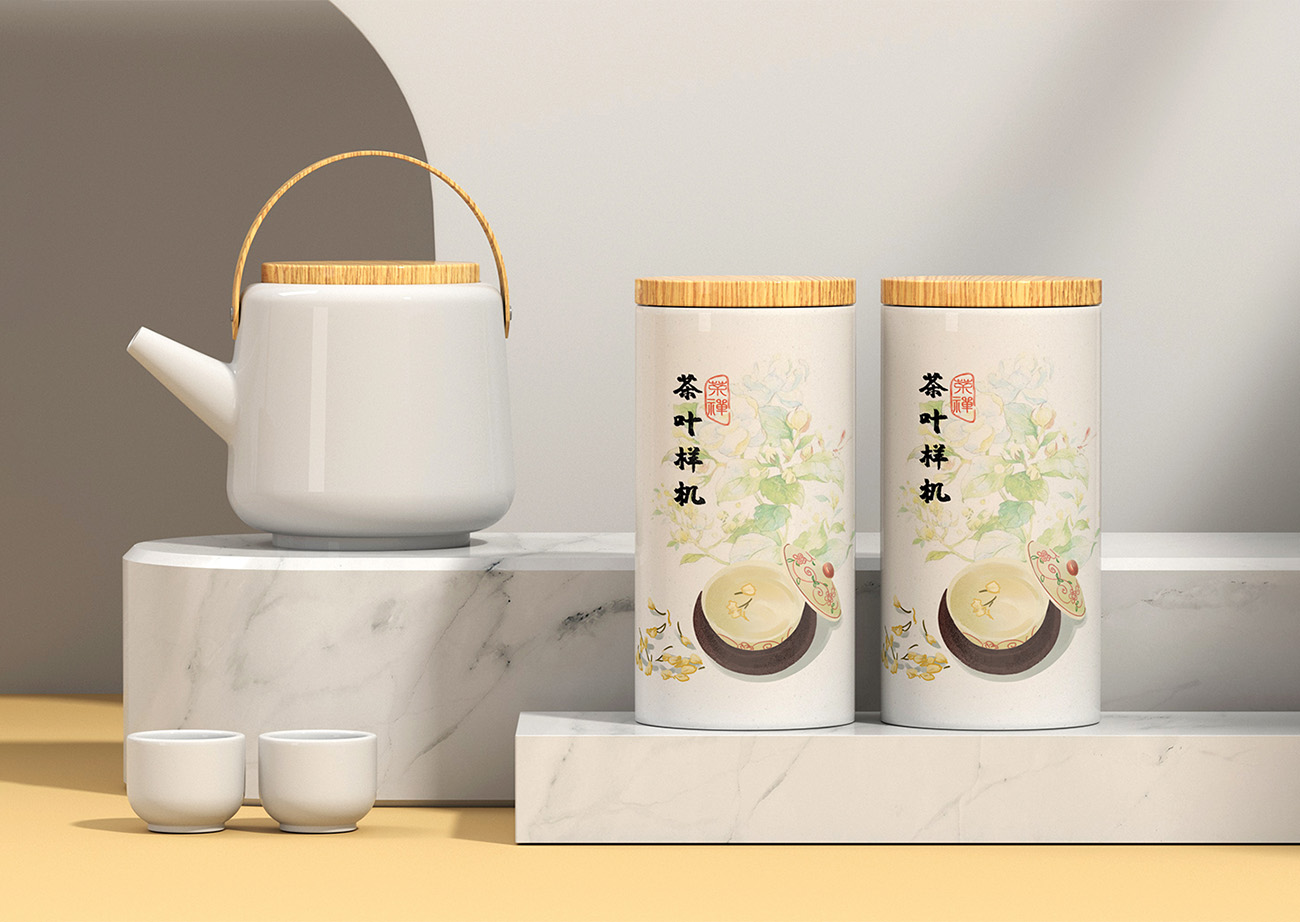 Mockup bao bì sản phẩm trà mẫu T60 PSD