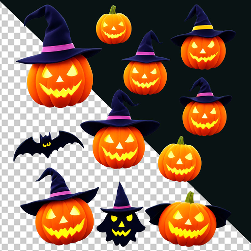 Hình minh họa nhân vật trang trí lễ hội halloween file PSD mẫu MB260