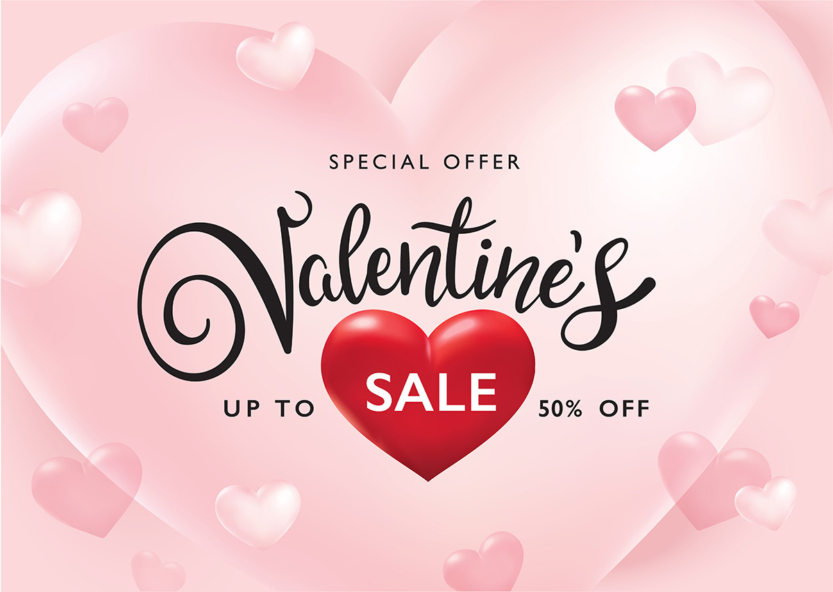 Banner sale ngày valentine lãng mạn file vector mẫu BV216