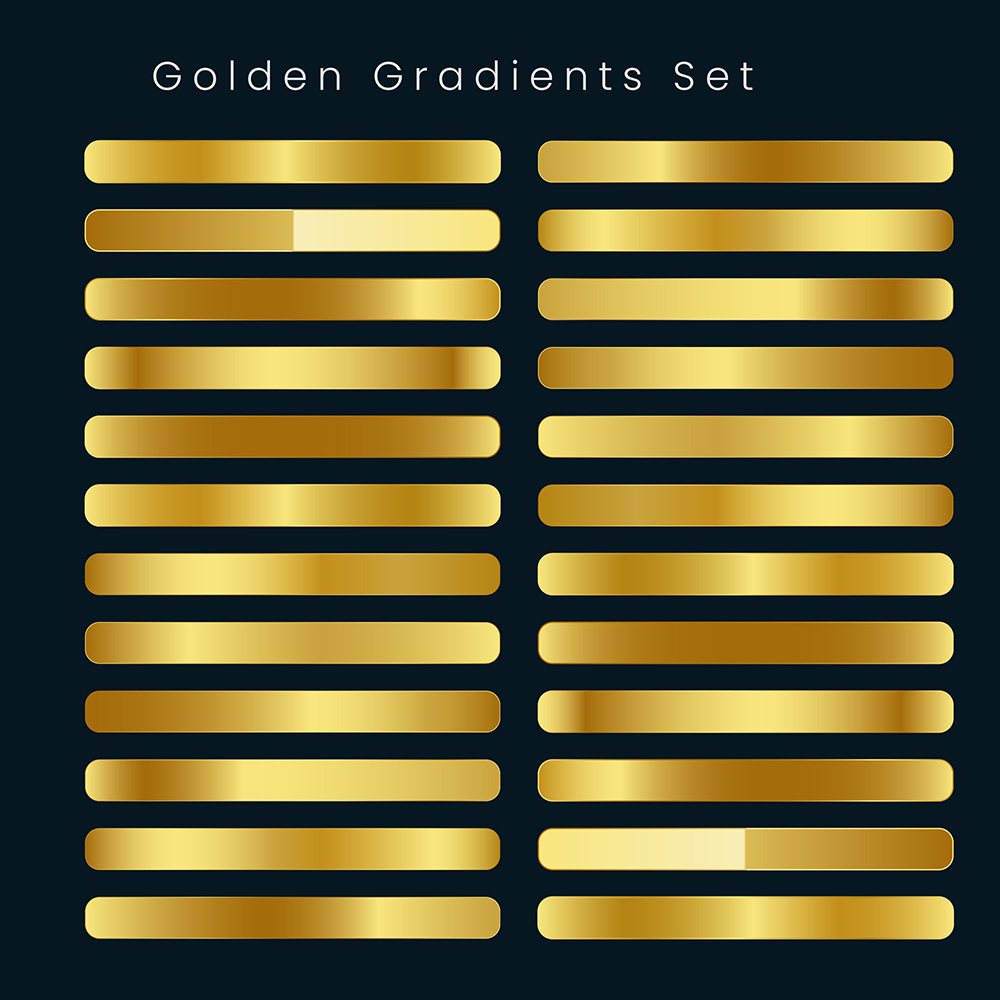 Bộ màu gradient vàng gold sang trọng cho phần mềm illustrator	file EPS và AI mẫu 9