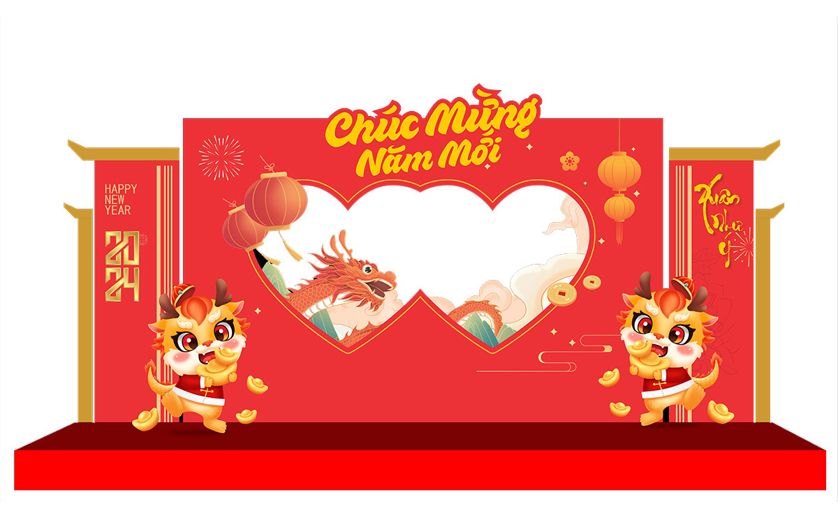 Nền backdrop chụp ảnh dịp tết chúc mừng năm mới số 30 - File Corel