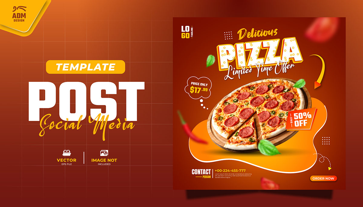 Banner quảng cáo bánh Pizza K77 file EPS