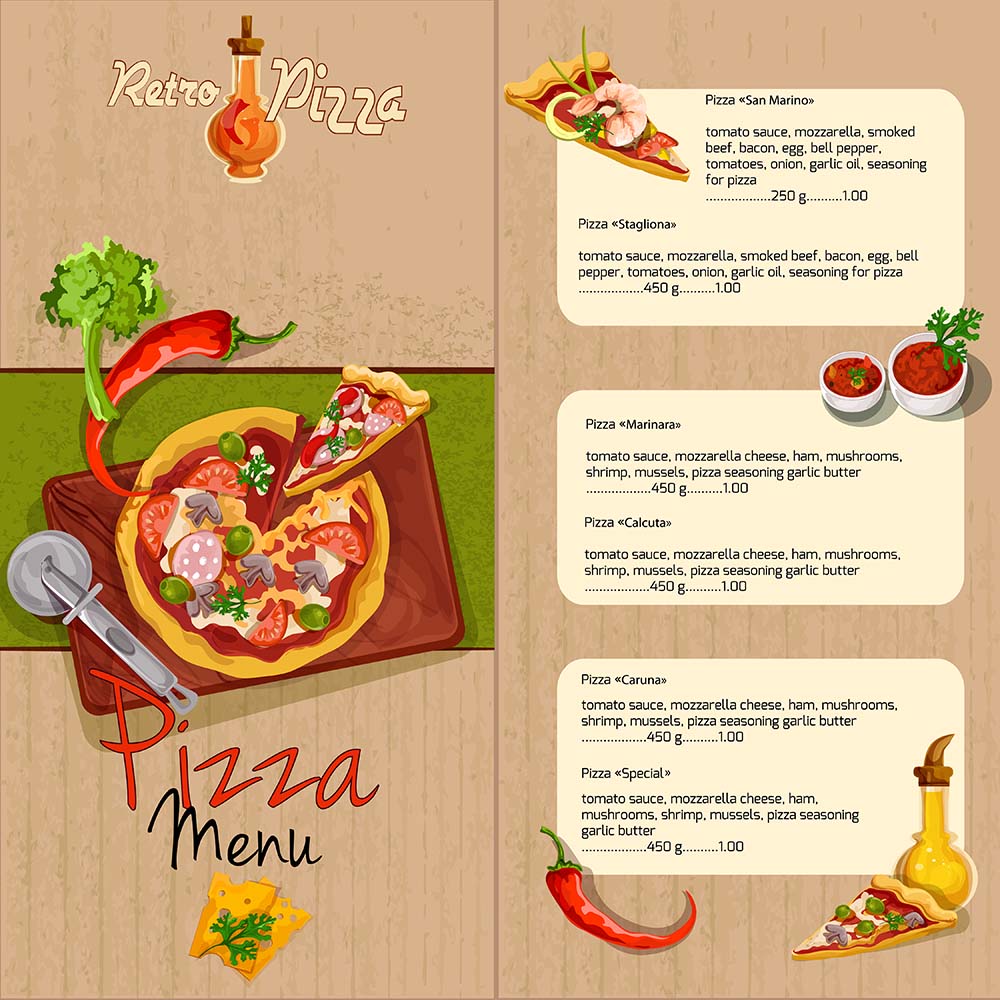 Menu cửa hàng pizaa file EPS - mẫu số 834